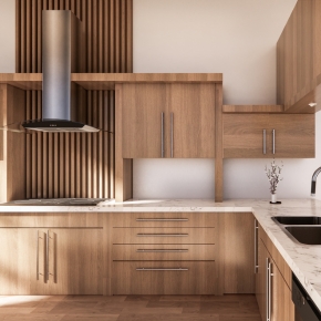 Cocina moderna de madera instalada por carpintero en Barcelona